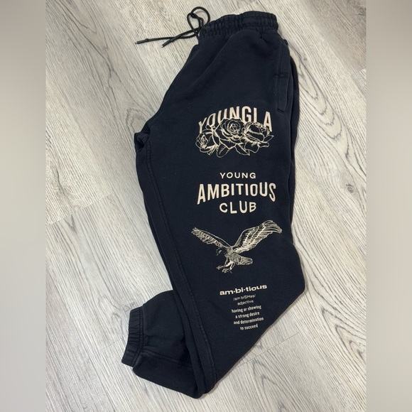 YoungLA Other - YoungLA Joggers Sweatpants Mens Medium Black Young Ambitious Club Graphic 722